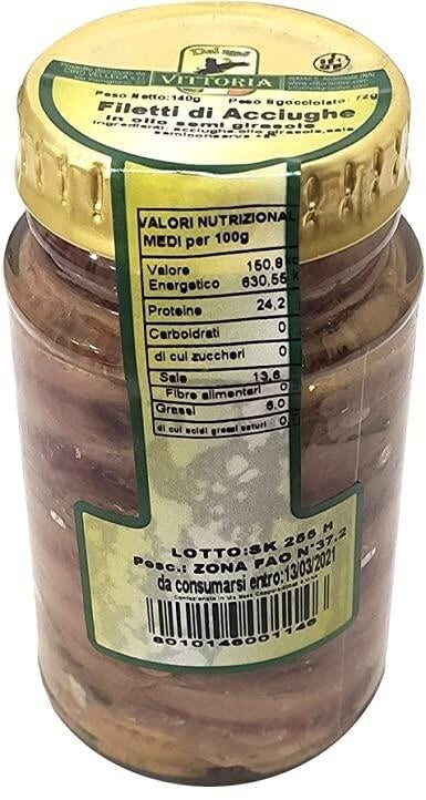 filetti di acciughe sott'olio - 720gr